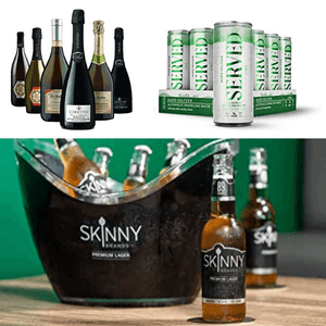 alcohol on keto diet, bottles of low carb no sugar beers and wines