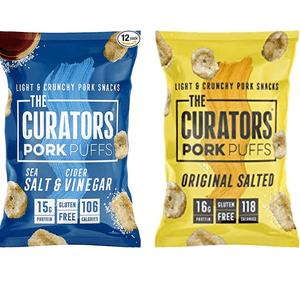 the curators salt and vinegar and original pork puffs keto snacks