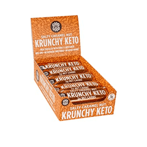 Krunchy keto snack bars low carb salted caramel no sugar 15 bars in box